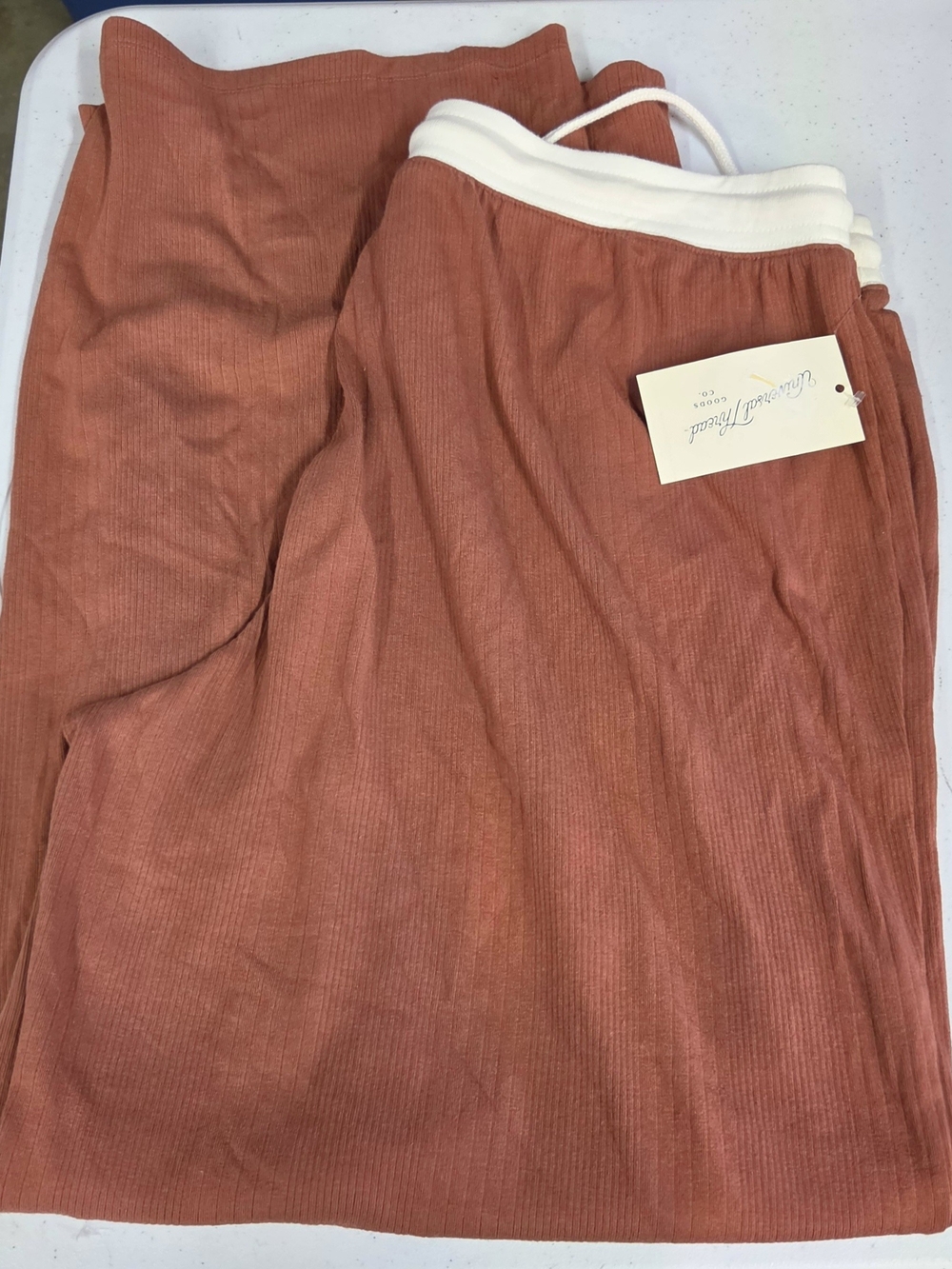 Universal Thread Rust Wide-Leg Rib-Knit Pull-On Pants - Picture 2 of 2